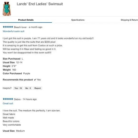 🌸 NWT Lands' End Swimsuit in Emerald Palm Foliage (SIZE M) - Picture 10 of 12